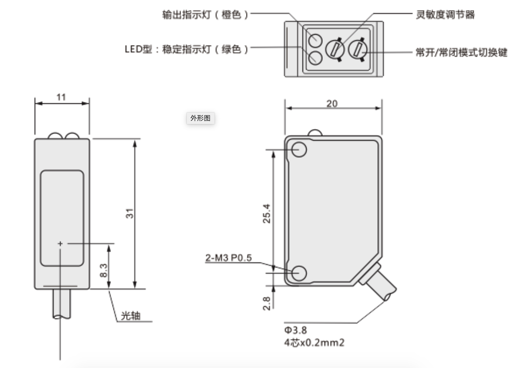 FU011/FU011-P 激光传感器(背景抑制性)(图3)